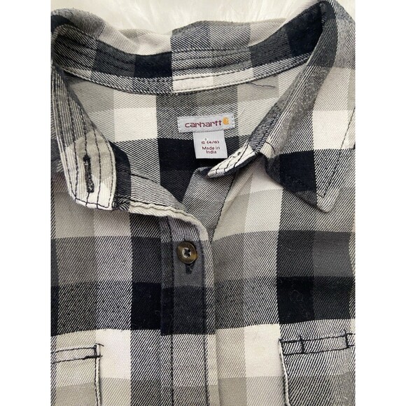 Womens Size Small 4/6 Carhartt Stretch Buffalo Plaid Flannel Work Shirt - Picture 3 of 3
